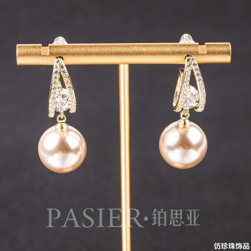 合金亚克力耳饰 铂思亚 绘雾 时尚百搭立方氧化锆耳环BD1250【达】