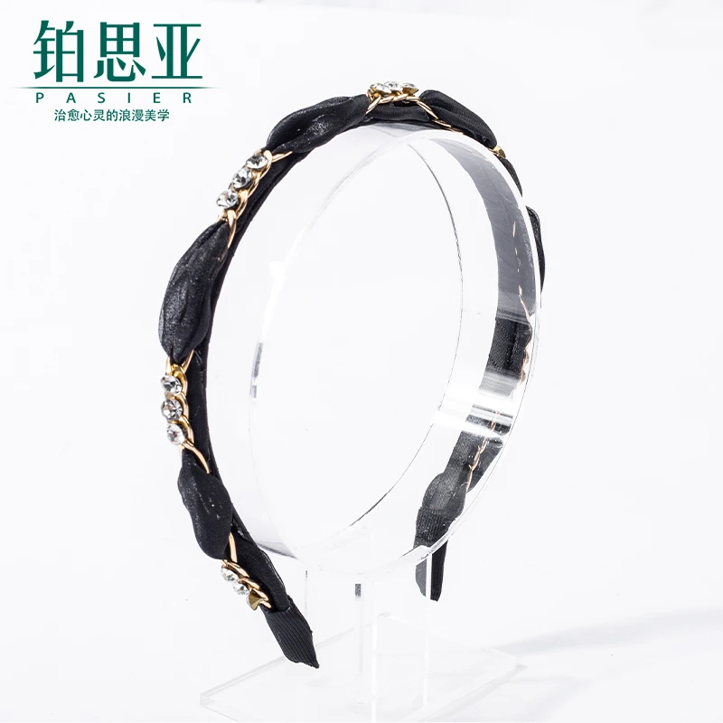 铂思亚【夺目】手工浪漫气质轻奢百搭设计编织发箍FS3843黑