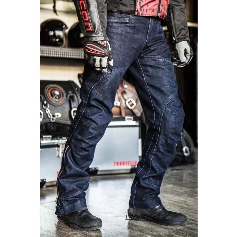 外贸原单机车骑行裤摩托车牛仔裤赛车裤越野防摔牛仔裤宽松骑行裤