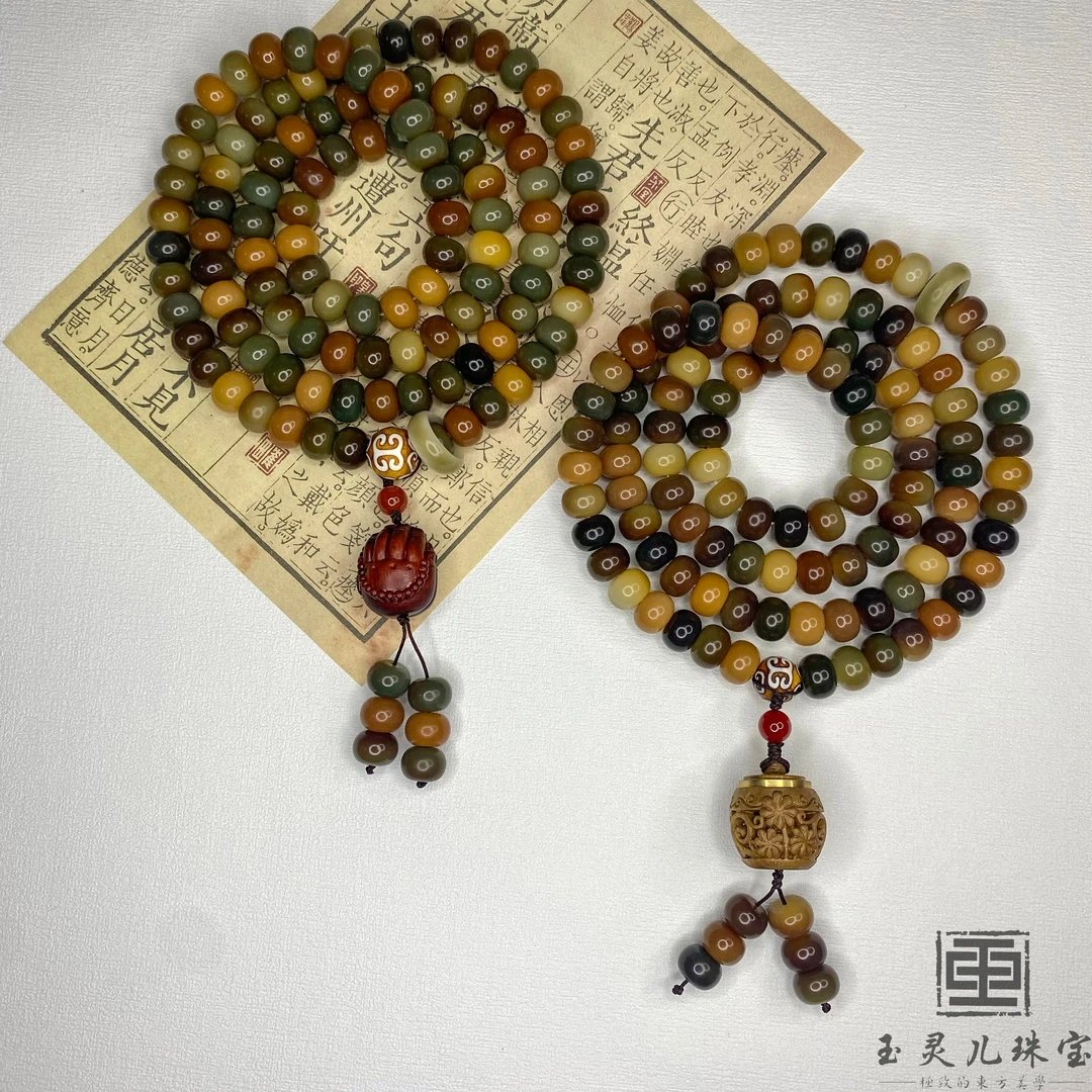 【玉灵儿珠宝】菩提根项链敦煌108颗古典中式多戴款毛衣链多宝手串