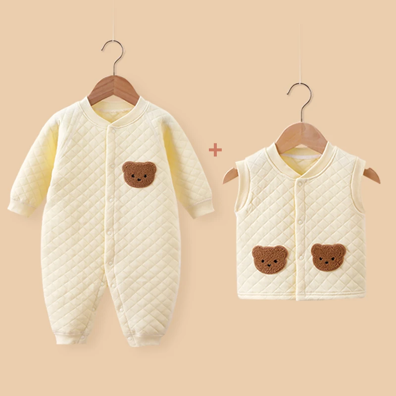 婴儿连体衣保暖春秋季夹棉宝宝保暖衣外穿哈衣新生儿春装长袖纯棉