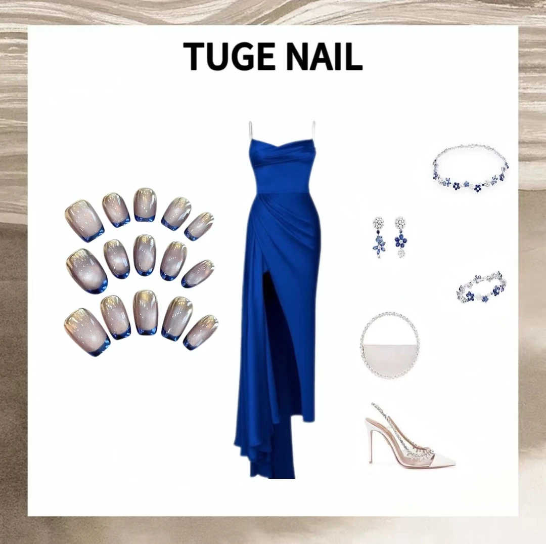 TugeNail “露西” 纯手工制作渐变法式魔镜粉高级轻奢穿戴甲TGY927