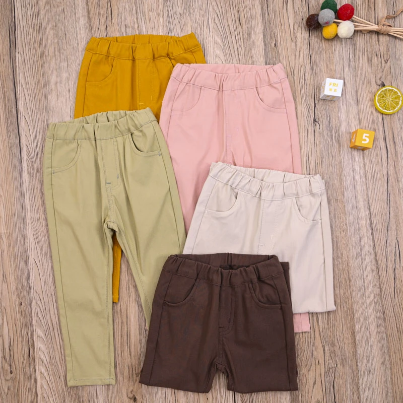 外贸日单 宝宝春秋棉质弹力裤休闲裤 儿童百搭长裤子直筒裤运动裤