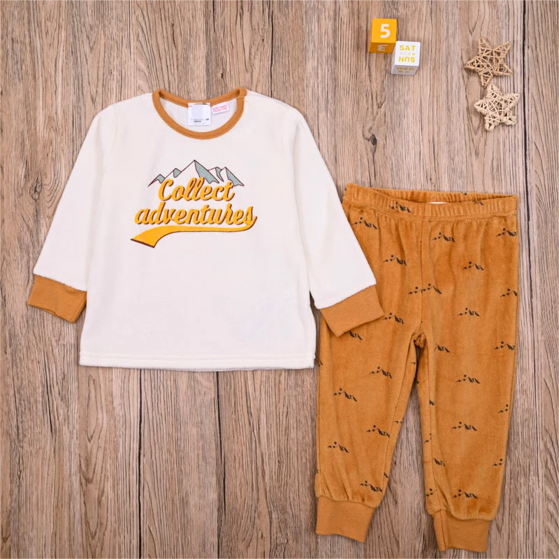 ZR外贸欧美男宝春秋天鹅绒衫套头衫上衣休闲长裤子家居服两件套装