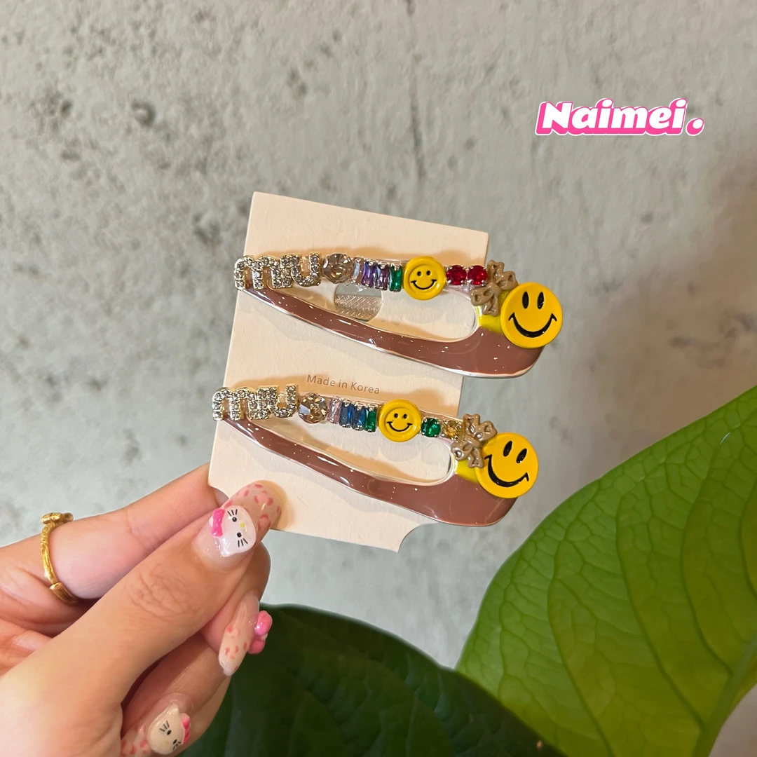 【Naimei】2024新款韩系笑脸彩钻发夹
