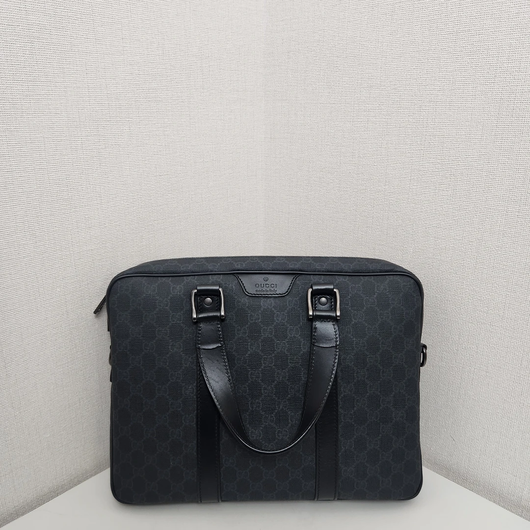 99新 GUCCI/古驰 黑花公文包