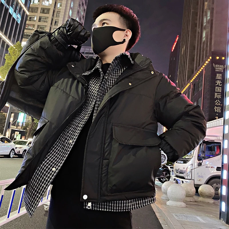 棉衣男士外套冬季2023新款假两件外衣立领加厚棉袄潮流秋冬男外套