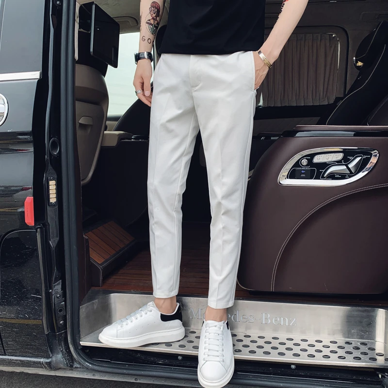 西装裤男秋季休闲裤韩版潮流男士九分裤2024新款白色痞帅小西裤子