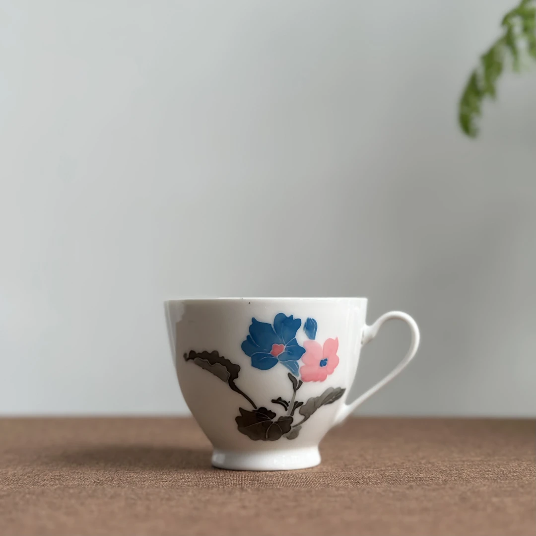 醴陵老瓷器星火瓷厂釉下五彩手绘小茶杯微瑕收藏