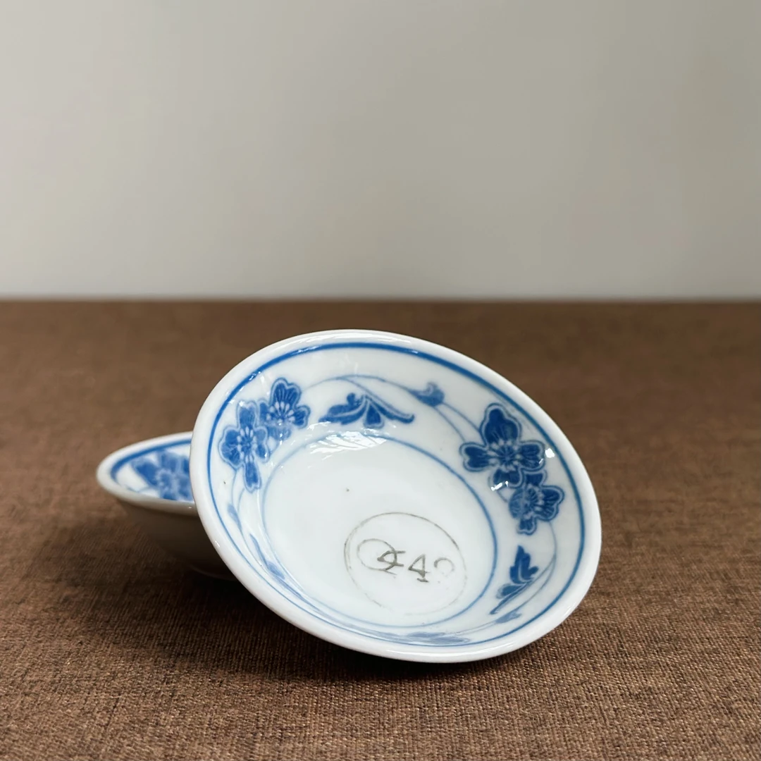 醴陵群力老瓷器釉下五彩80兰海棠6.2厘米小味碟福利一对价