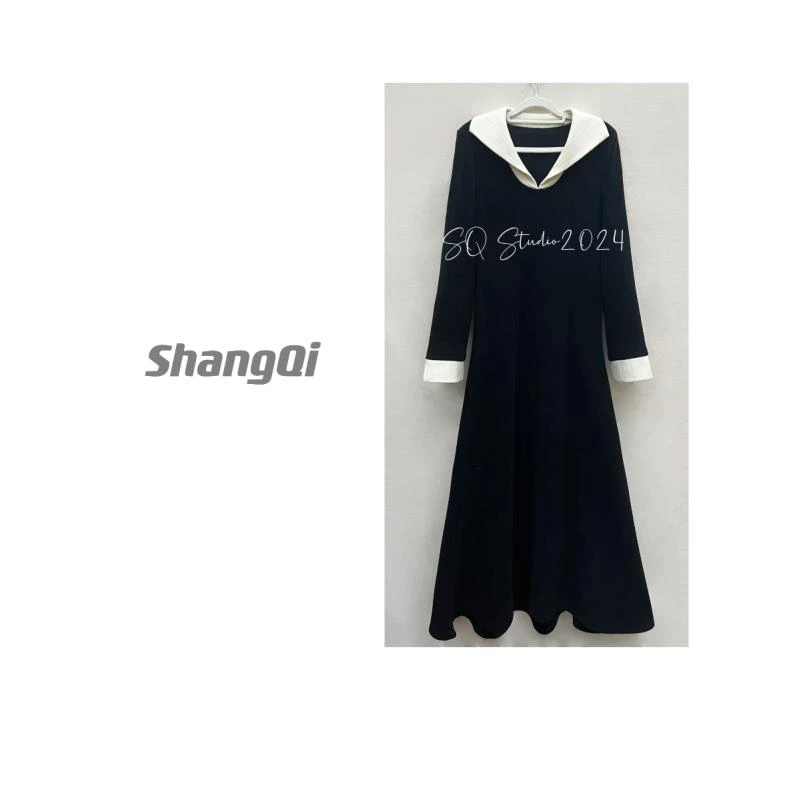 【缪斯女神】时尚ins韩系显瘦黑白撞色连衣裙Q-A-115卡码拍小