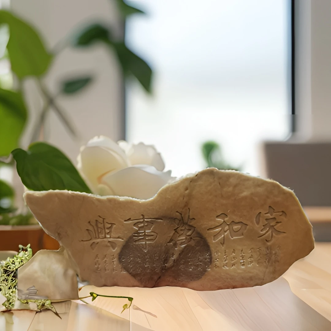 家和万事兴主人杯奇石观赏石原石刻字收藏雕刻摆件手把件茶宠精美