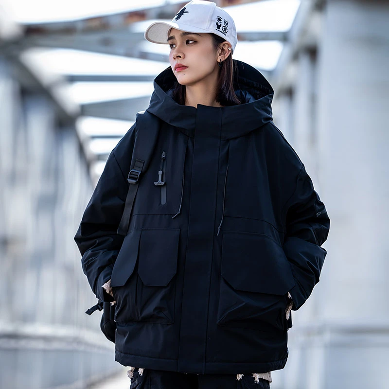 AOGZ国潮牌冲锋衣式羽绒服男女冬季新款高端三防情侣机能工装外套