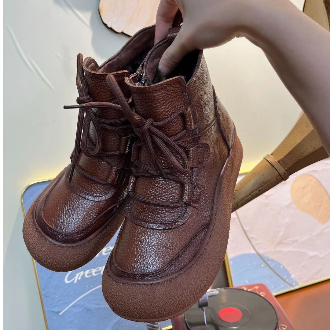 2024（保暖搭子）新款妈妈鞋软底软面舒适百搭厚底时尚洋气真皮2155