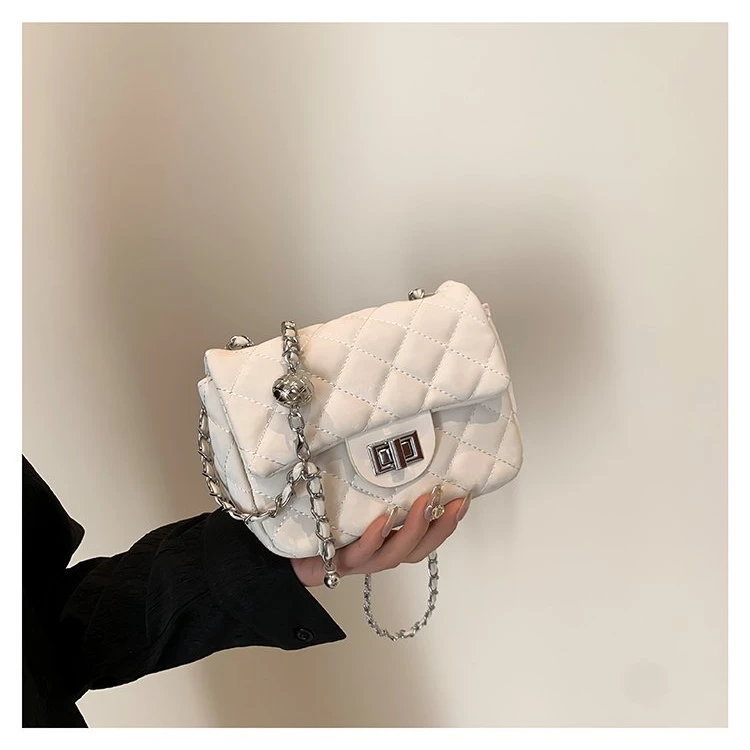 2024新款粉色小方女春夏时尚小香风萎格链灸包百搭单挎包A873