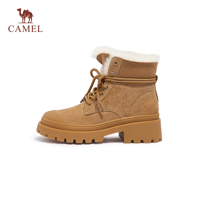 骆驼户外女鞋2023冬季新款时尚百搭保暖雪地靴舒适加厚日常短靴