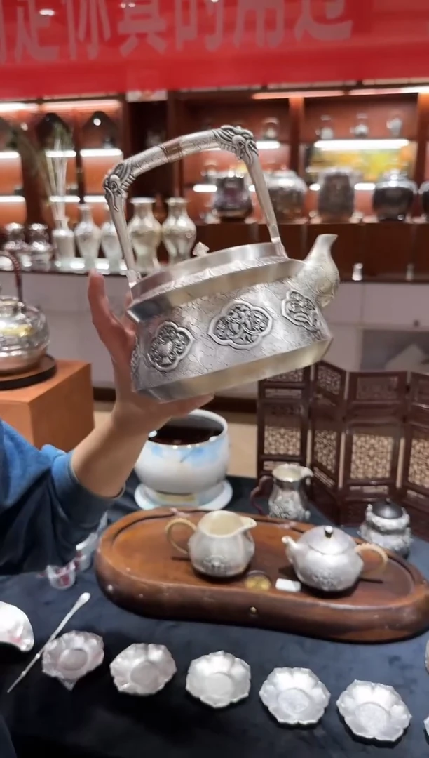 【闪购商品】足银纯手工八宝烧水壶