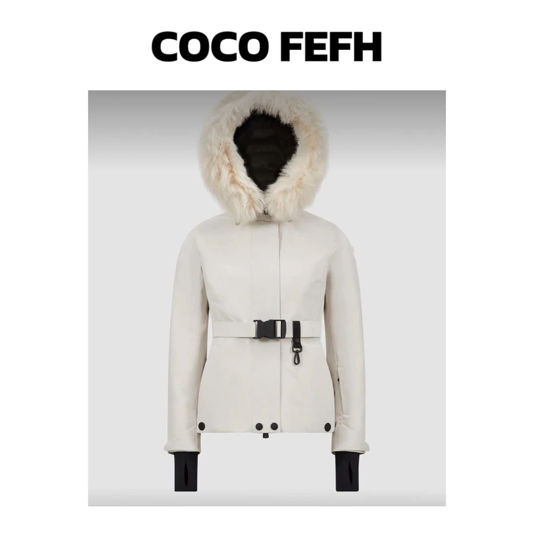 COCOFEFH冬季滑雪外套90%白鹅绒保暖羽绒服女士户外防风
