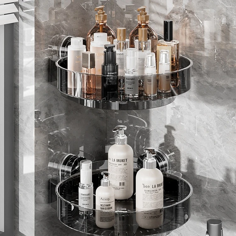 吸盘转角旋转置物架壁挂厕所打孔浴室洗手台洗澡洗漱用品收纳架子
