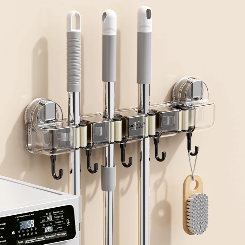 //映调免打孔吸盘拖把夹挂钩浴室卫生间家用收纳强力粘钩扫把壁挂