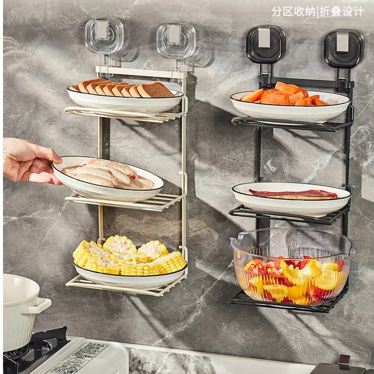厨房吸盘备菜置物架家用壁挂式多层备菜盘免打孔果蔬配菜盘收纳架