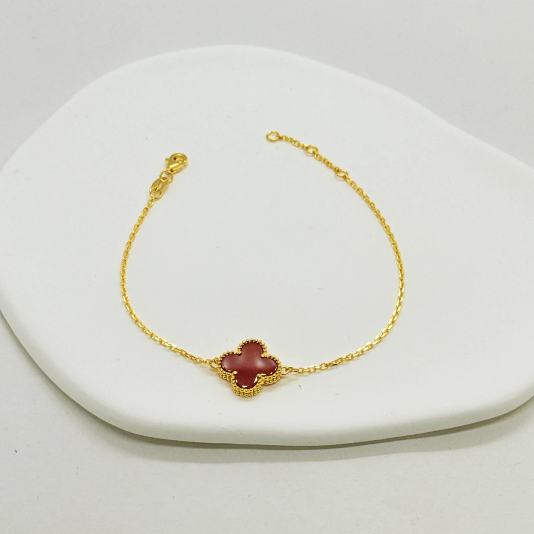 足金999  单花四叶草手链 13mm
