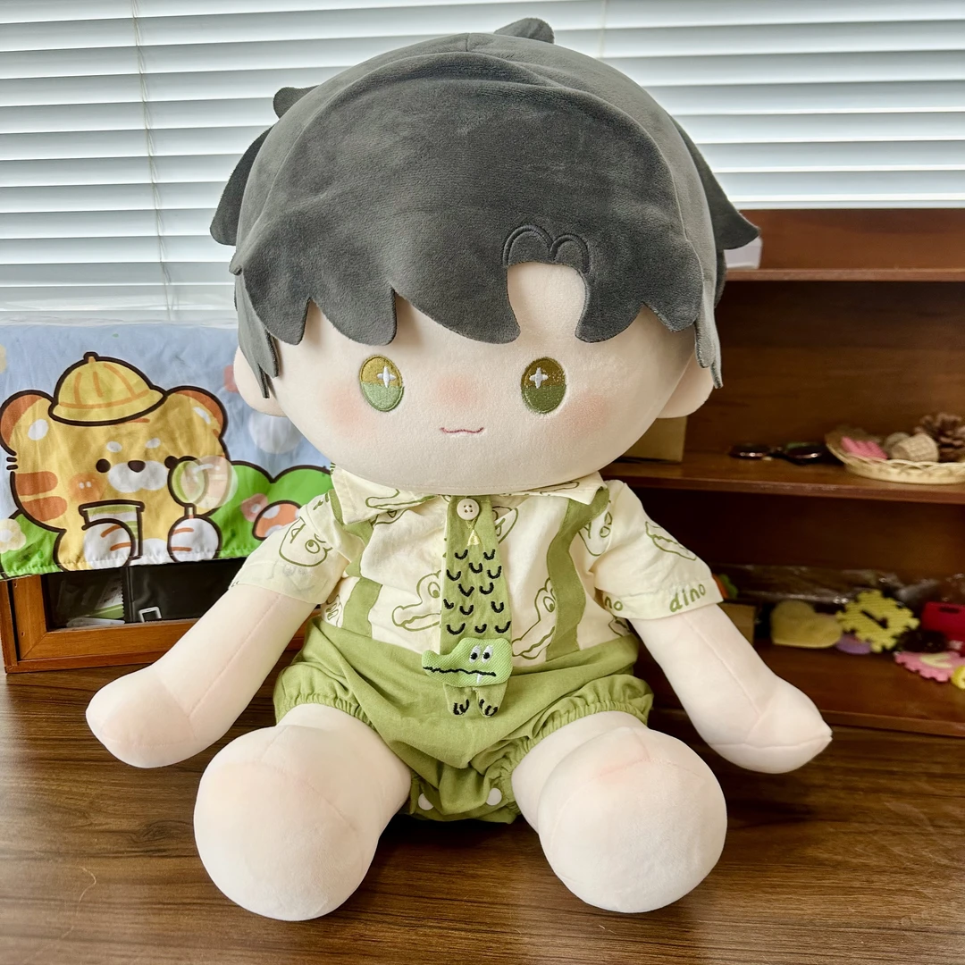 绿色连体衬衫吊带40cm棉花娃娃衣服衬衫领带