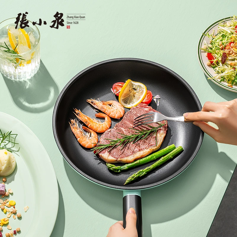 张小泉青绿系列蓝锥石工艺轻食不粘煎锅煎蛋涂层耐磨加厚不粘锅