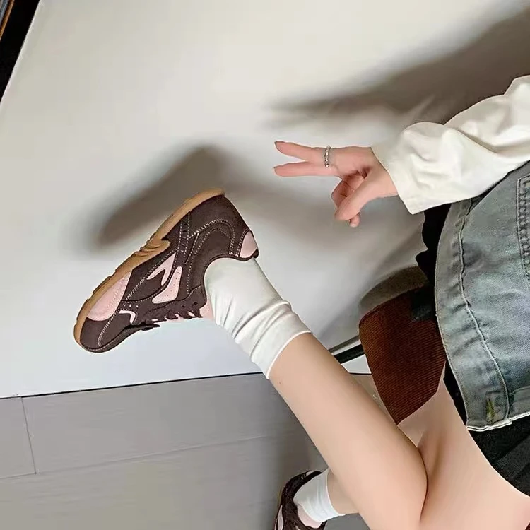 feiyue/飞跃女鞋2024秋季新款磨砂皮德训鞋平底显脚小百搭小白鞋