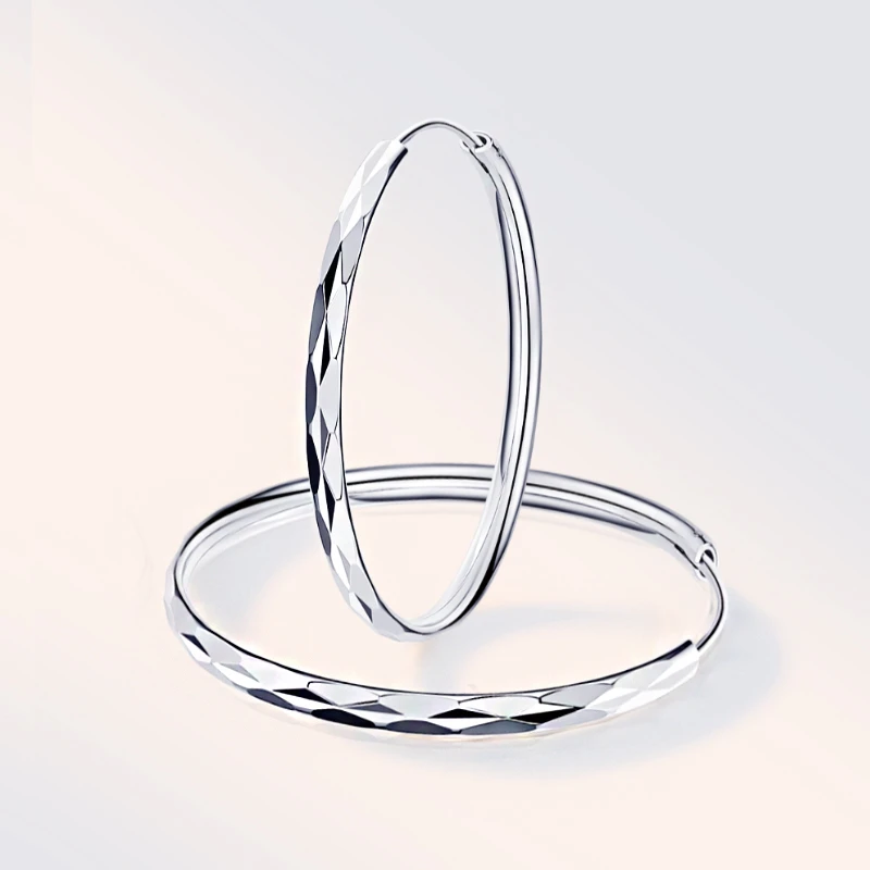 足银耳饰 百搭999纯银大耳圈耳环2023年新款潮圈日韩网红气质圆圈