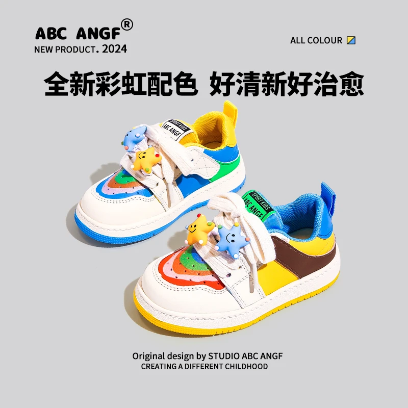 ABC ANGF彩虹鞋宝宝鸳鸯鞋春秋新款婴幼儿女宝女宝运动鞋