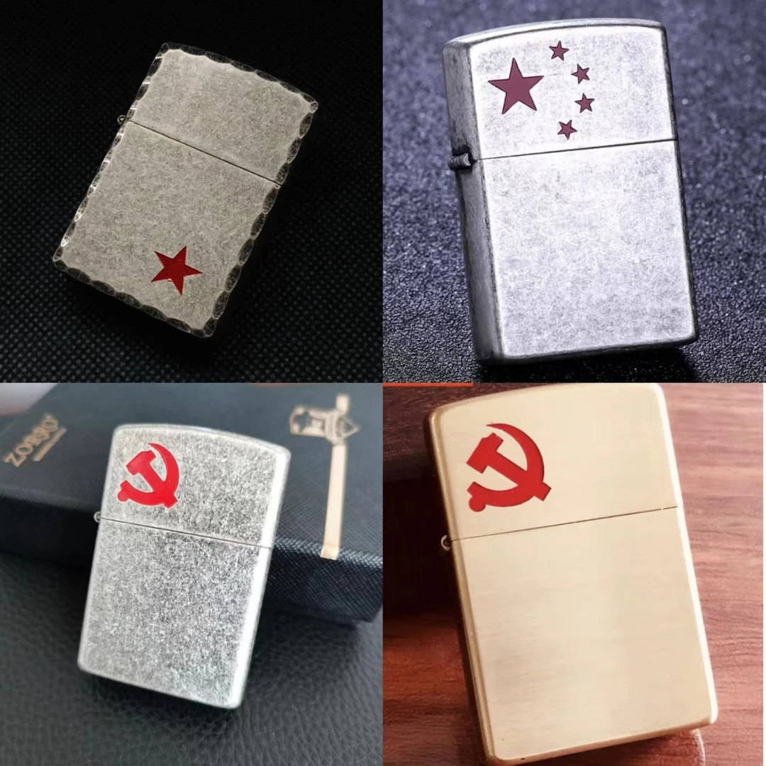 ZORRO佐罗煤油打火机古银系列雕刻五星党旗砂轮防风打火机正品男