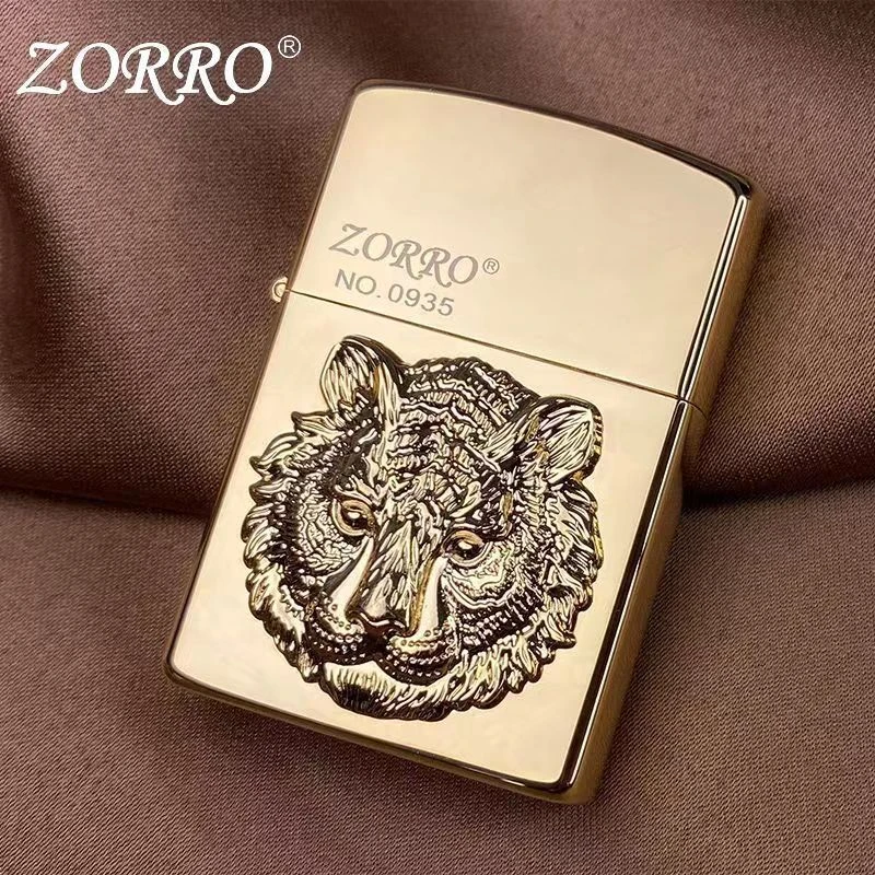 ZORRO佐罗煤油打火机新款小金虎贴章砂轮防风打火机送男友正小虎
