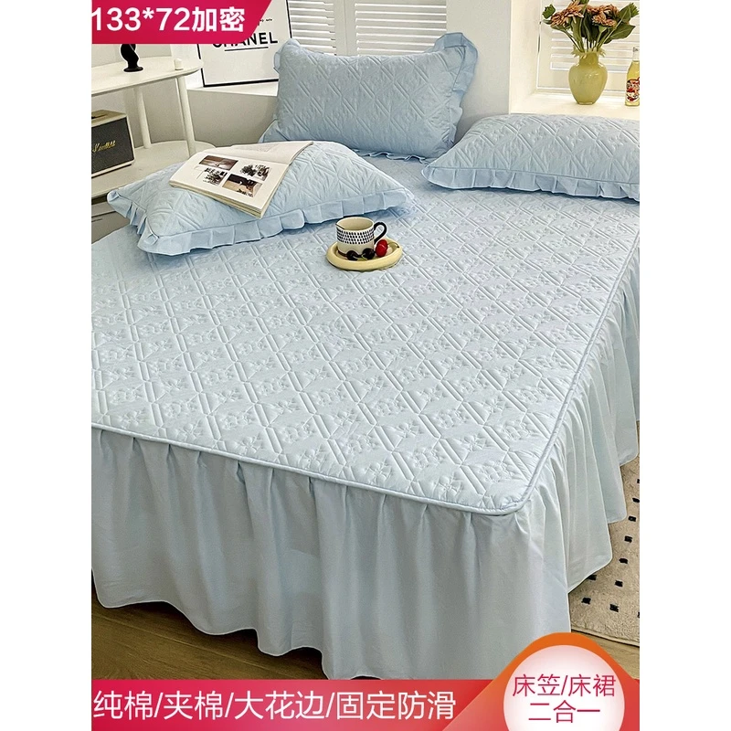 纯棉夹棉床笠全棉单件床裙二合一加厚床垫保护套防滑裸睡床单床罩