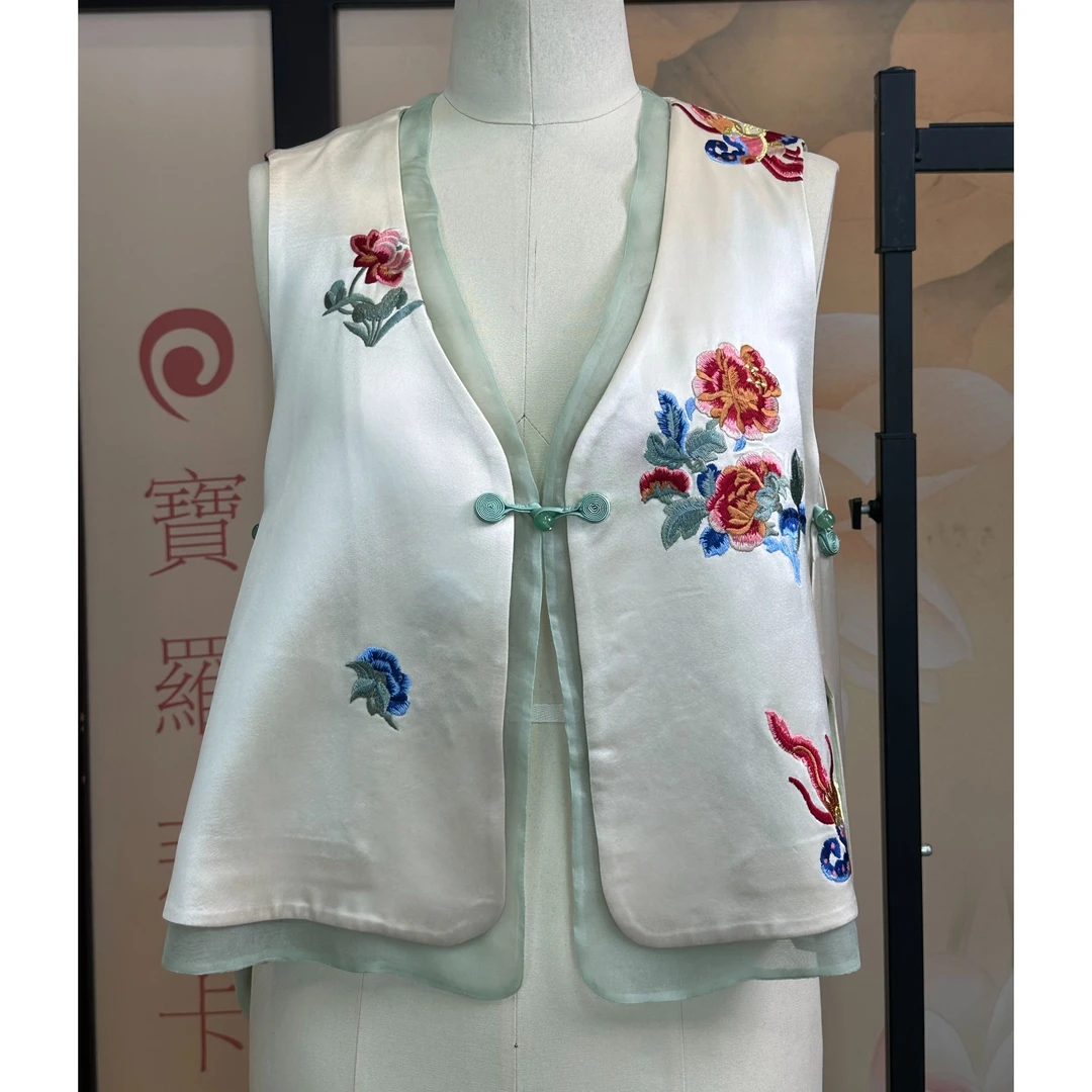 【彬媛】-浅香槟色绣花马甲