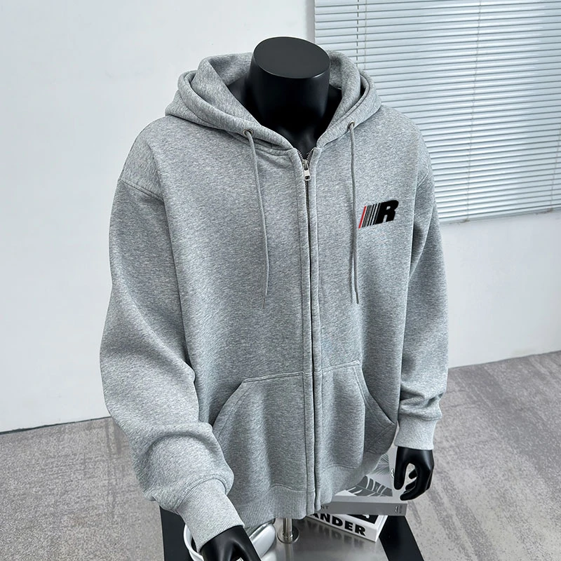 欧美hiphop字母印花连帽卫衣男秋季高街风百搭宽松拉链开衫外套潮