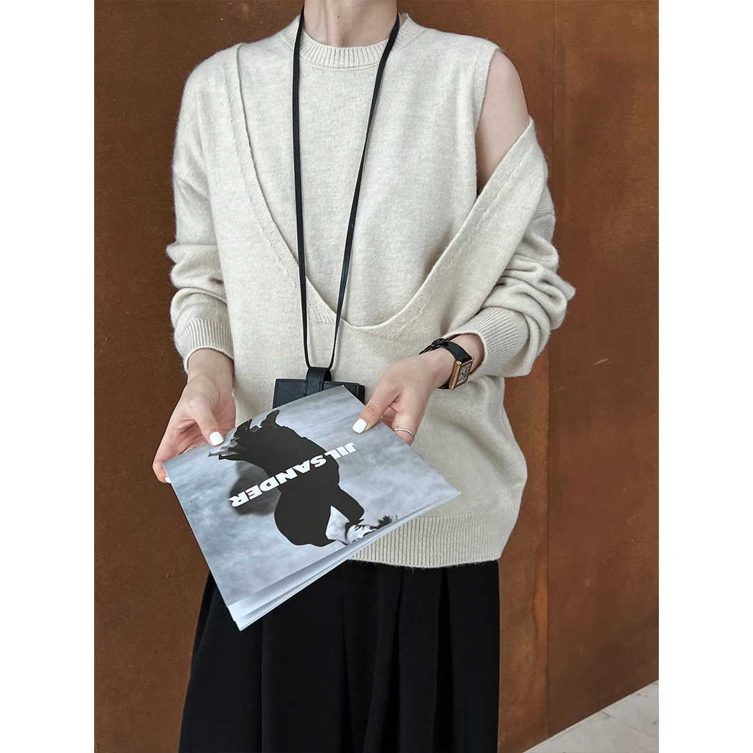 绱品 2024秋大U领套衫两件套女新款休闲打底叠穿针织衫毛衣ss617