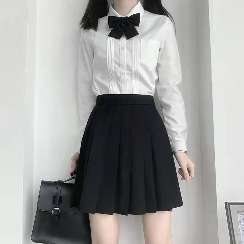 原创jk制服学院风琴褶短袖衬衫女学生毕业校服基础款舒适百搭衬衣