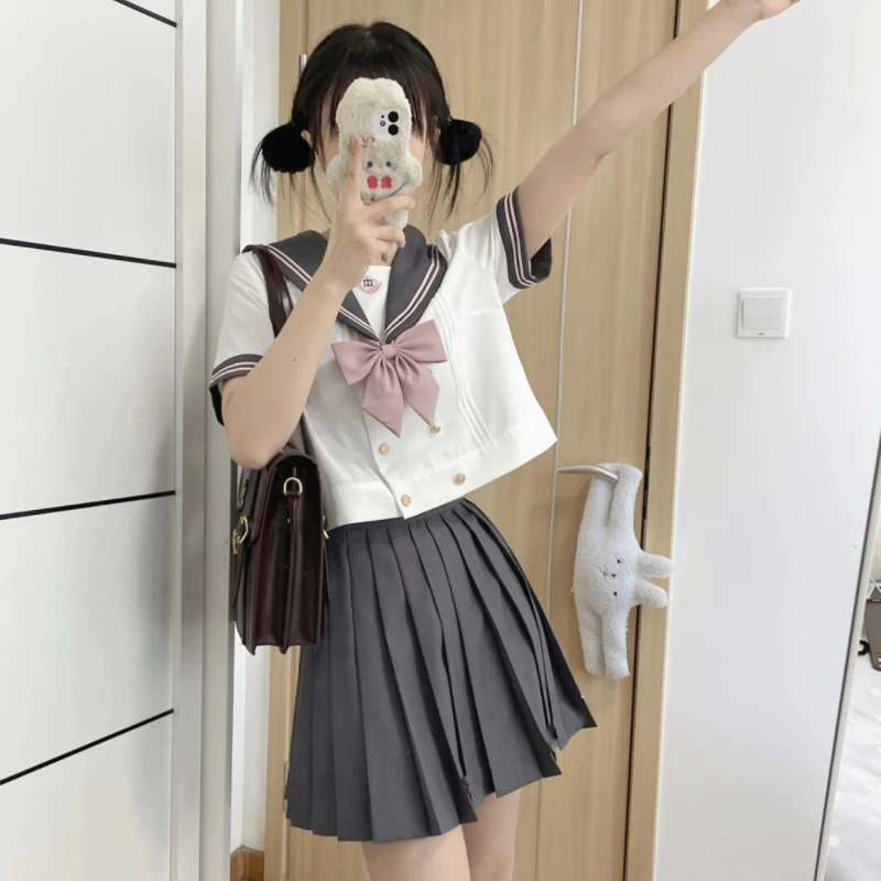日系JK大码樱花中水手服女短袖夏季制服套装学院风校供感学生校服
