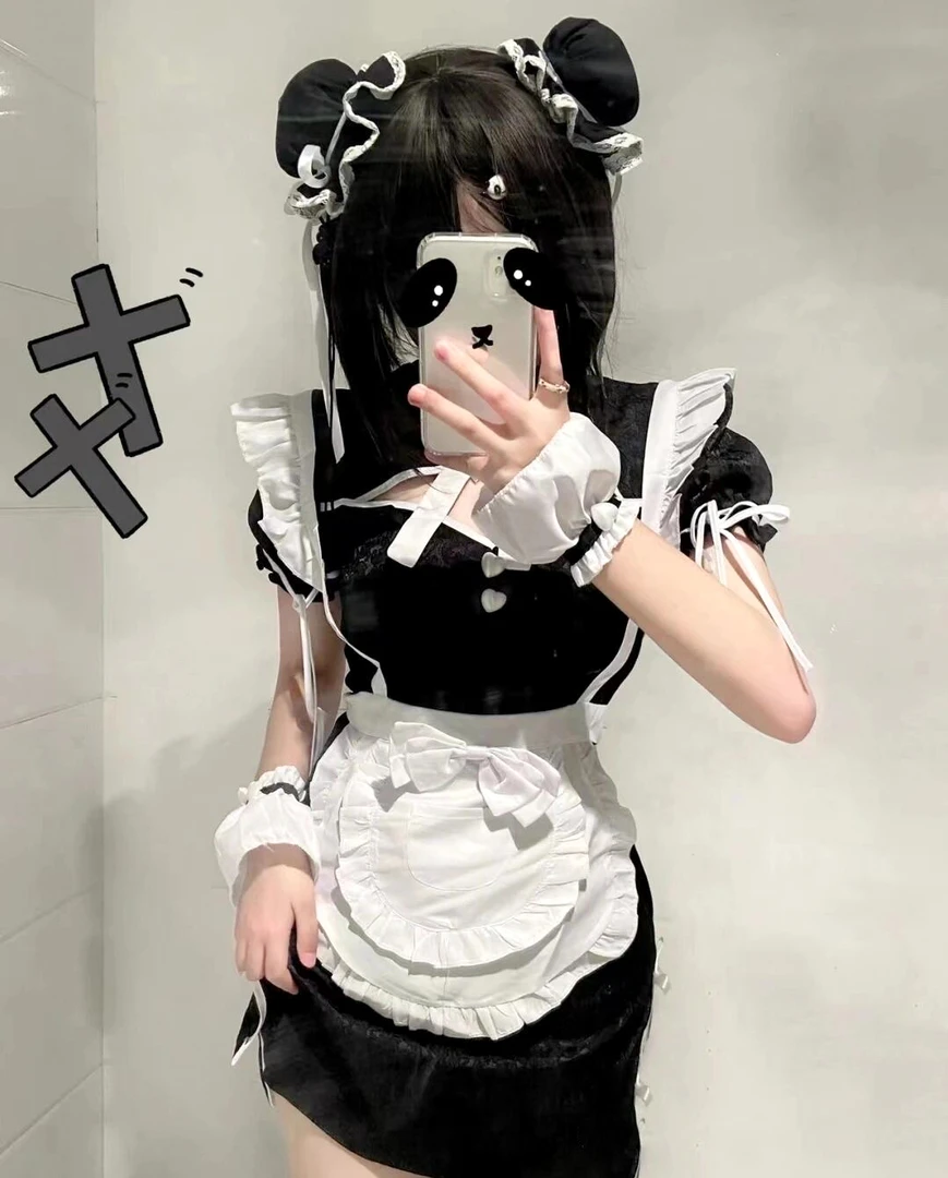 日系少女可爱风制服cos女仆装睡衣可爱蝴蝶结绑带流苏连衣裙套装