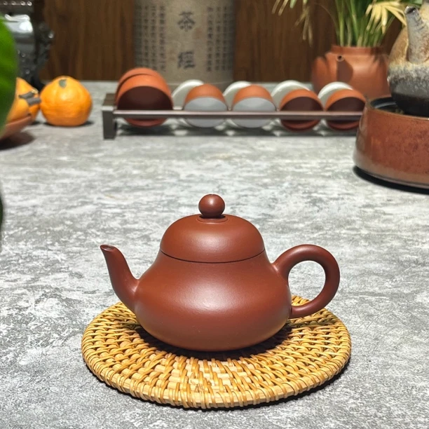 紫砂茶壶手拉壶潮州正宗全手工JUNDE君德朱泥潮汕梨壶高总同款100