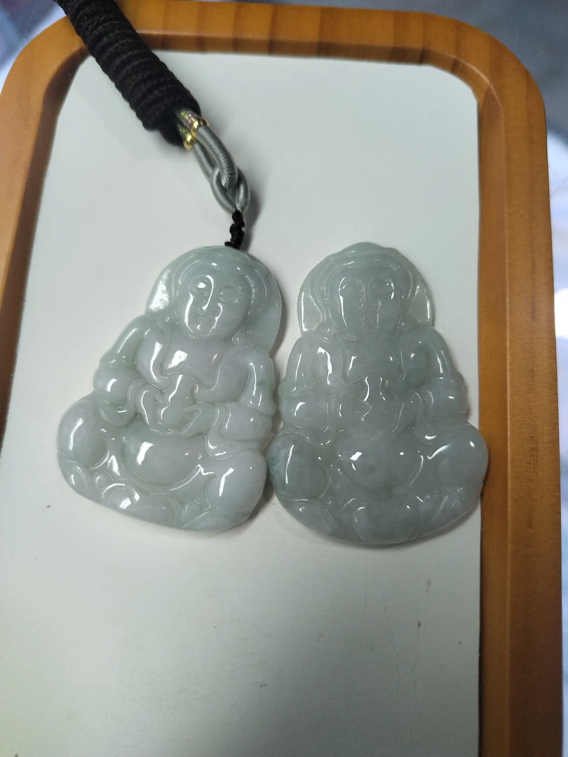 翡翠A货观音玉吊坠毛衣链颈饰（多样性发其一）