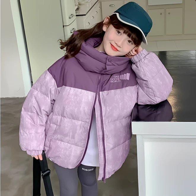女童棉服2024冬季加厚保暖棉袄中大儿童连帽冬装外套女孩时尚棉衣