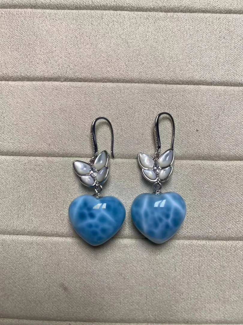 海纹石龟背纹玉化料耳坠 s925银镶嵌 气质时尚耳钩