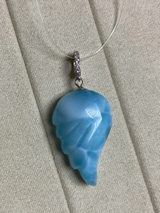 海纹石爱的翅膀吊坠s925银镶嵌万能扣头 方便实用