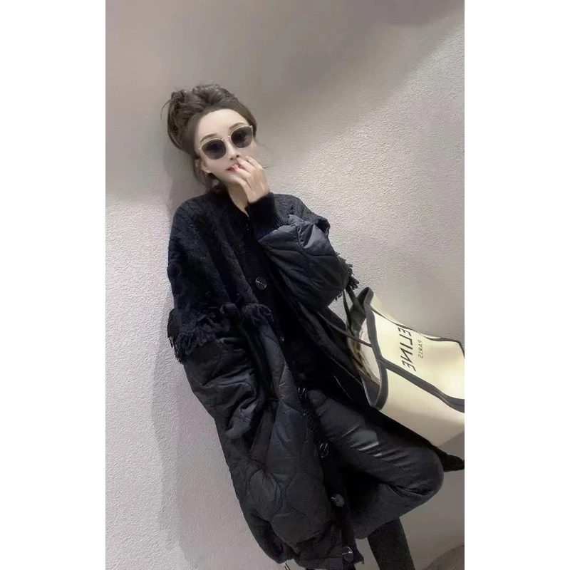 2024时尚新款宽松工装加厚加棉衣外套连帽中长款夹棉棉服女休闲