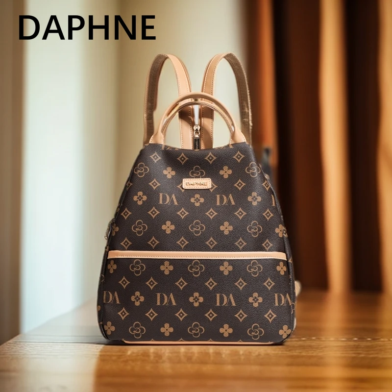达芙妮DAPHNE复古印花大容量双肩包可斜跨单肩通勤秋季新款0011M