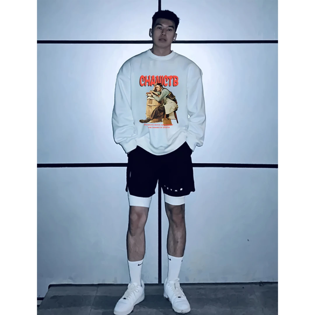 欧美式ins潮牌痞帅嘻哈重磅纯棉长袖t恤男款秋季黑色宽松洋气上衣