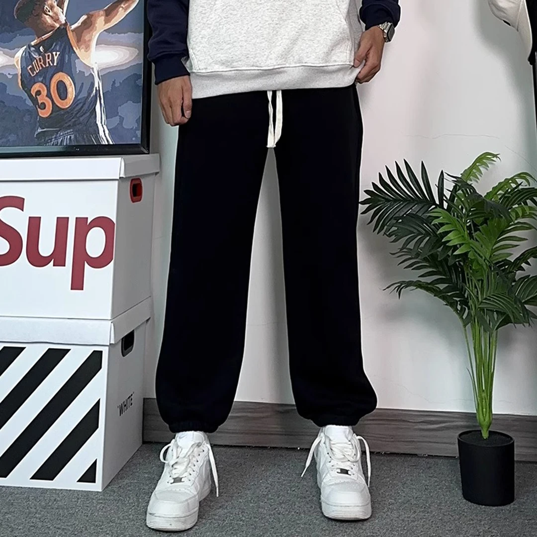 美式复古字母秋季印花篮球运动休闲长裤男款潮牌宽松直筒束脚裤子