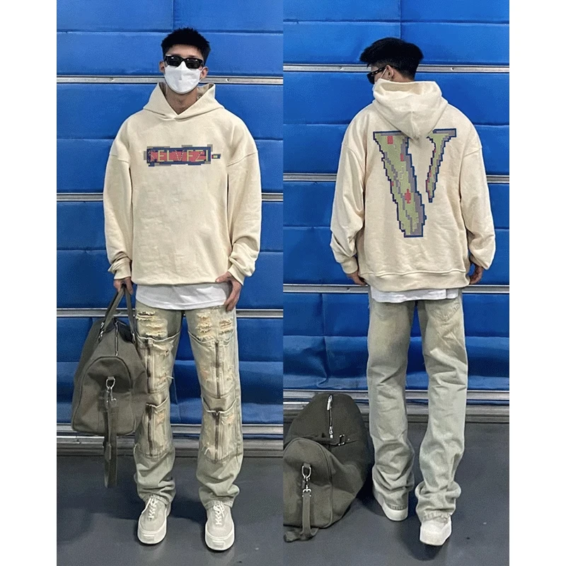 美式休闲潮牌潮流嘻哈复古连帽卫衣男款秋季高街百搭薄款外套上衣